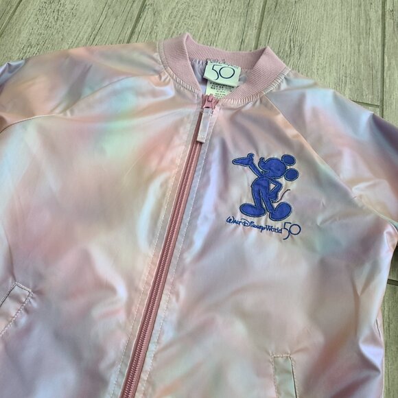 Disney World 50th Anniversary Pink Iridescent Bomber Jacket Kids M - Picture 5 of 12
